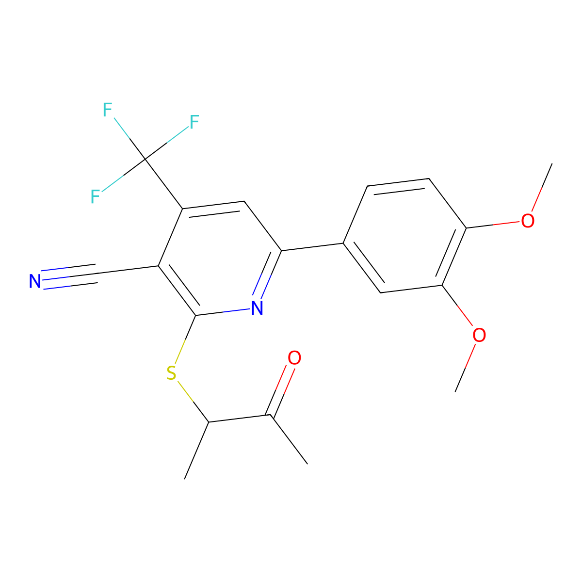6-(3,4-Dimethoxyphenyl)-2-[(3-oxobutan-2-yl)sulfanyl]-4-(trifluoromethyl)pyridine-3-carbonitrile molecular structure, CAS 625376-78-5