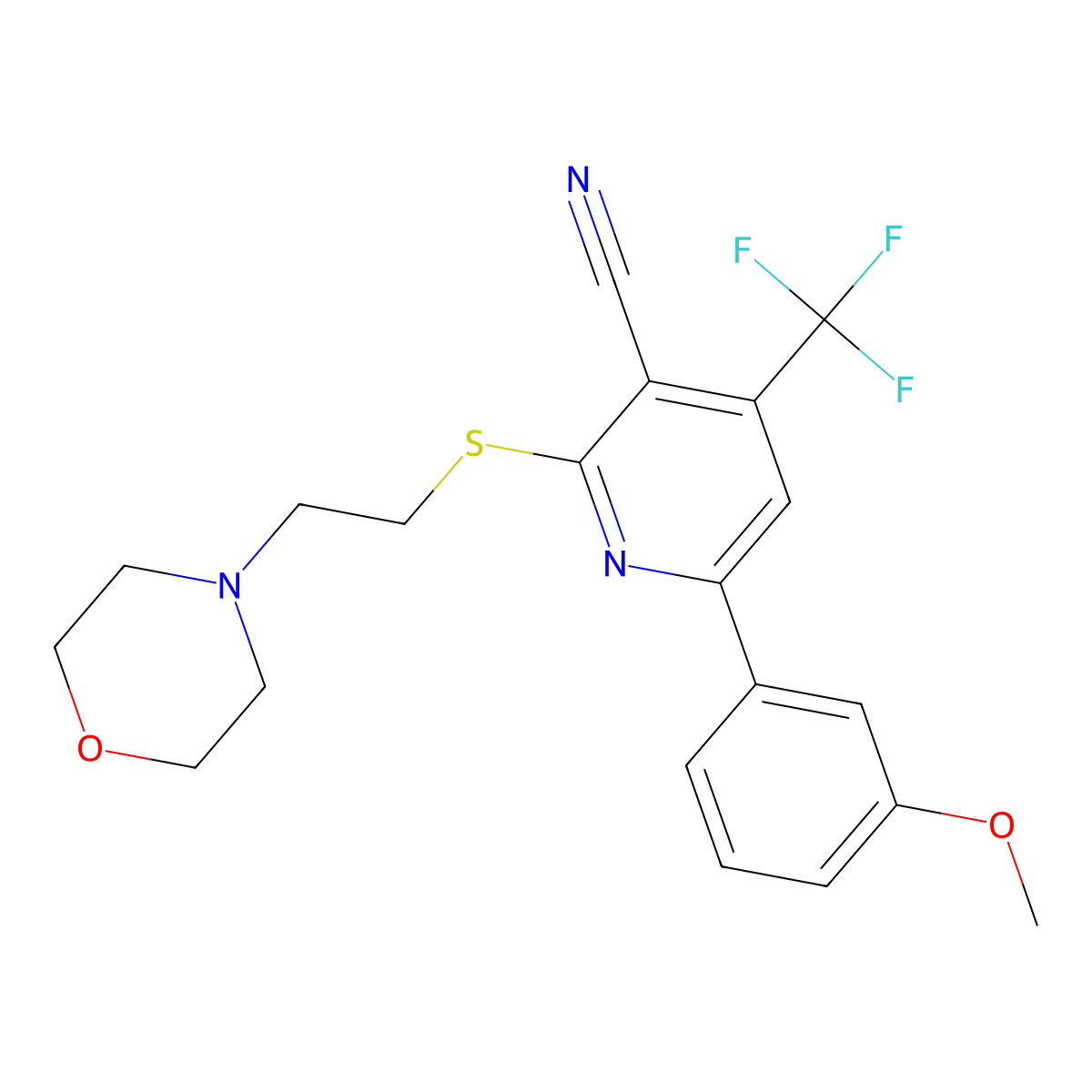 6-(3-Methoxyphenyl)-2-[(2-morpholinoethyl)sulfanyl]-4-(trifluoromethyl)nicotinonitrile molecular structure, CAS 625376-90-1