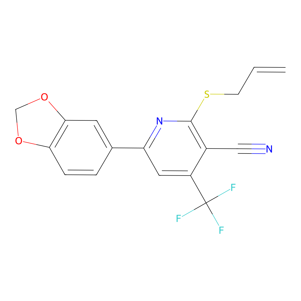 2-(Allylsulfanyl)-6-(1,3-benzodioxol-5-yl)-4-(trifluoromethyl)nicotinonitrile molecular structure, CAS 625376-92-3