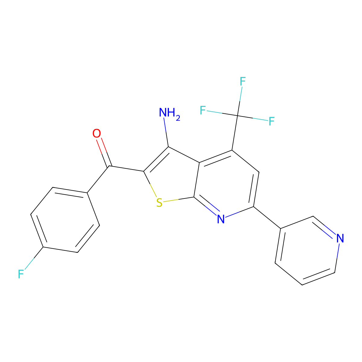 [3-Amino-6-(3-pyridinyl)-4-(trifluoromethyl)thieno[2,3-b]pyridin-2-yl](4-fluorophenyl)methanone molecular structure, CAS 625377-67-5