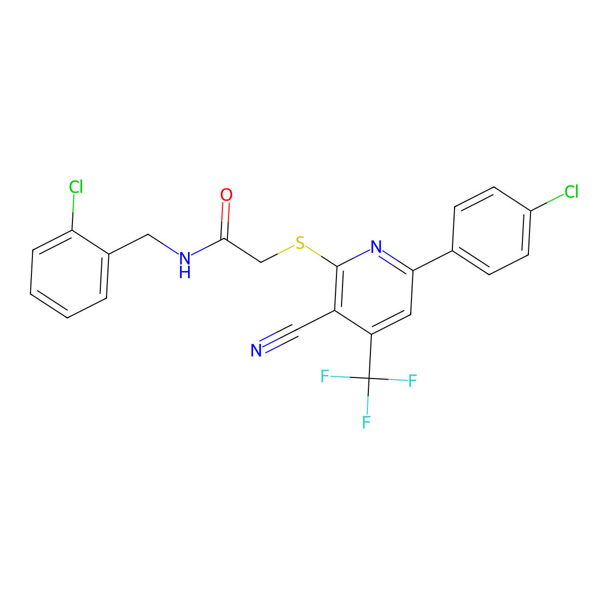 N-(2-chlorobenzyl)-2-{[6-(4-chlorophenyl)-3-cyano-4-(trifluoromethyl)-2-pyridinyl]sulfanyl}acetamide molecular structure, CAS 625377-95-9