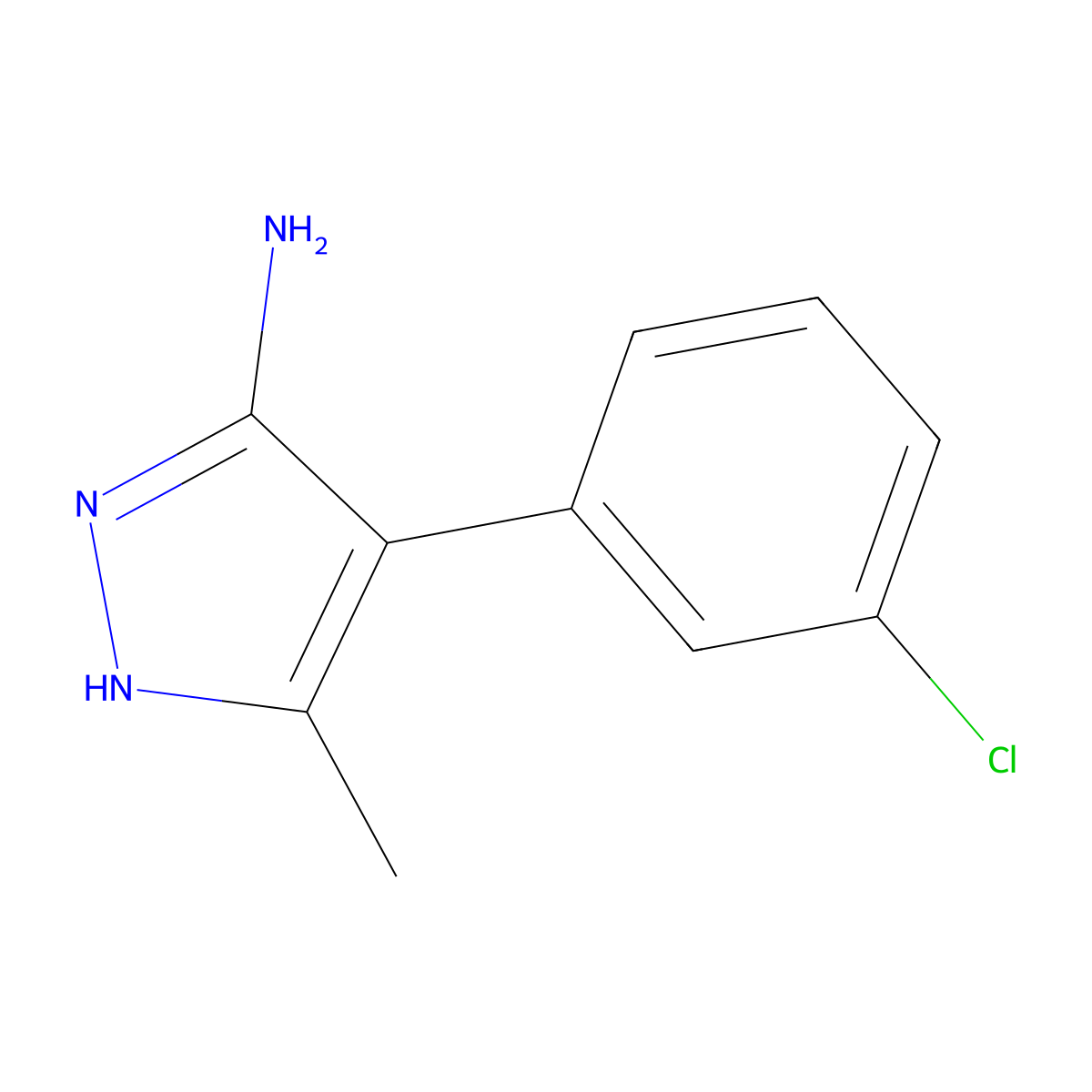 4-(3-Chlorophenyl)-5-methyl-1H-pyrazol-3-amine molecular structure, CAS 62538-18-5