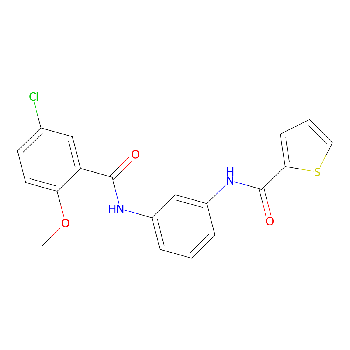 N-[3-[(5-chloro-2-methoxybenzoyl)amino]phenyl]thiophene-2-carboxamide molecular structure, CAS 625381-57-9
