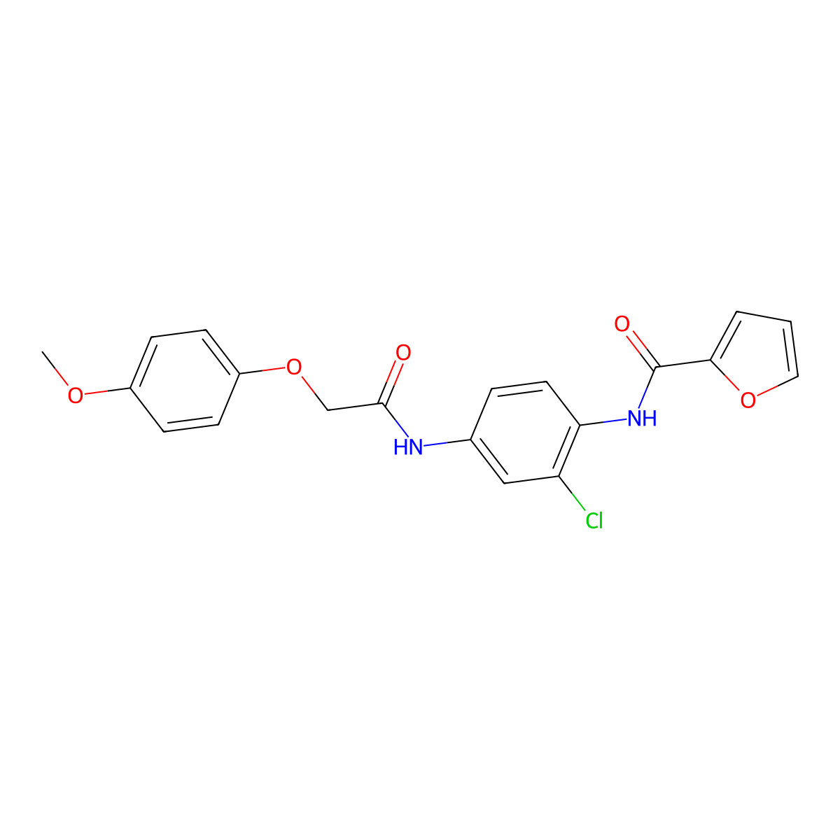 N-(2-chloro-4-{[(4-methoxyphenoxy)acetyl]amino}phenyl)-2-furamide molecular structure, CAS 625382-54-9