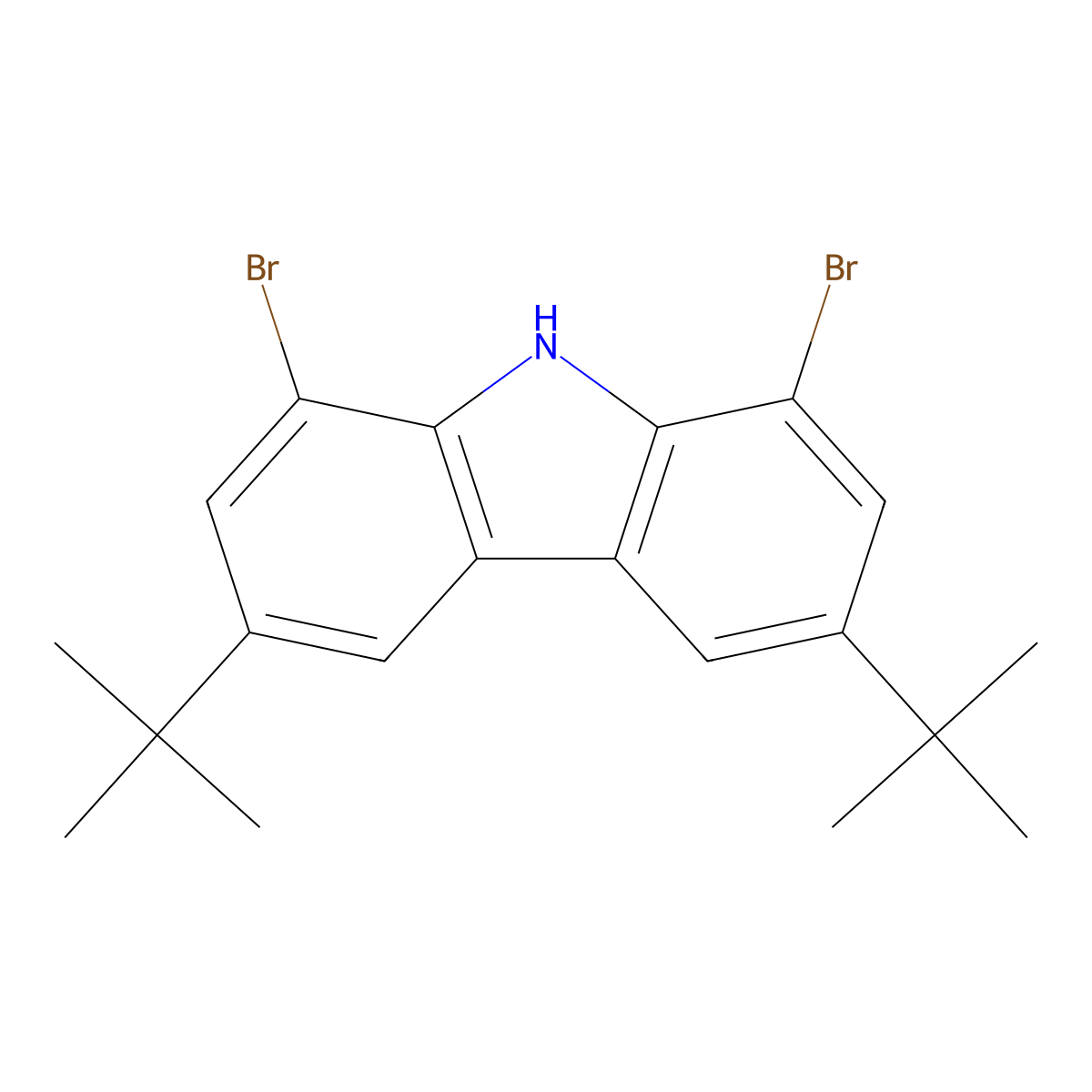 1,8-Dibromo-3,6-di-tert-butyl-9H-carbazole molecular structure, CAS 625385-37-7