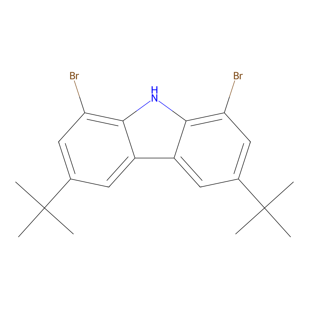 1,8-Dibromo-3,6-di-tert-butyl-9H-carbazole molecular structure, CAS 625385-37-7