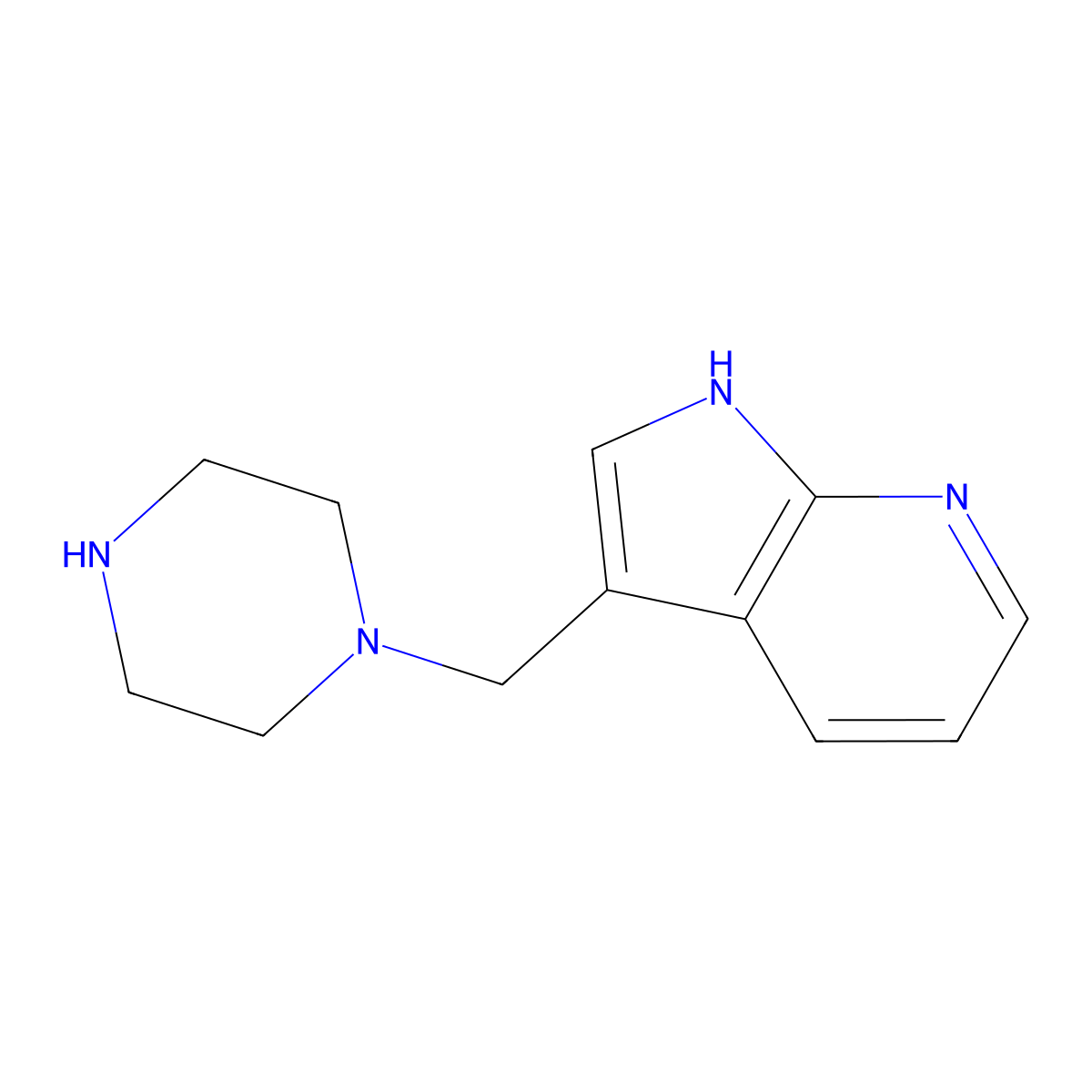 3-(1-Piperazinylmethyl)-1H-pyrrolo[2,3-b]pyridine molecular structure, CAS 625386-57-4