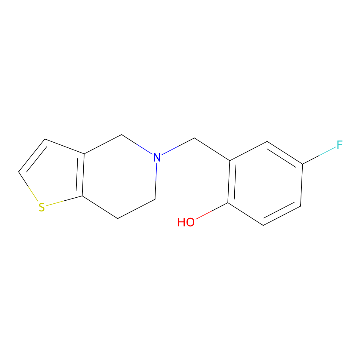 2-[(6,7-Dihydrothieno[3,2-c]pyridin-5(4H)-yl)methyl]-4-fluorophenol molecular structure, CAS 62539-64-4