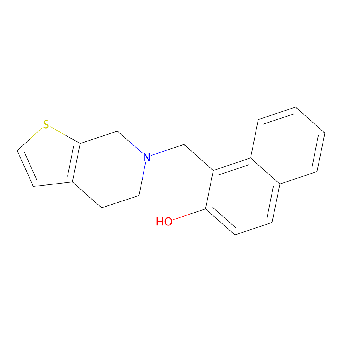 1-[(4,7-Dihydrothieno[2,3-c]pyridin-6(5H)-yl)methyl]naphthalen-2-ol molecular structure, CAS 62539-80-4