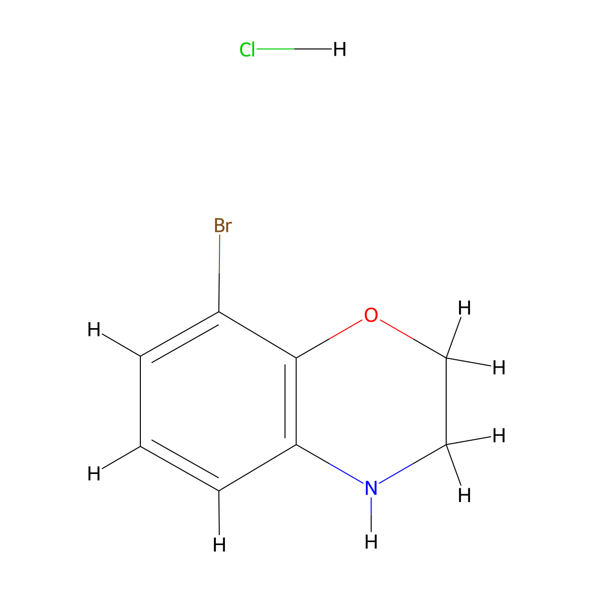 8-Bromo-3,4-dihydro-2H-benzo[b][1,4]oxazine hydrochloride molecular structure, CAS 625394-66-3