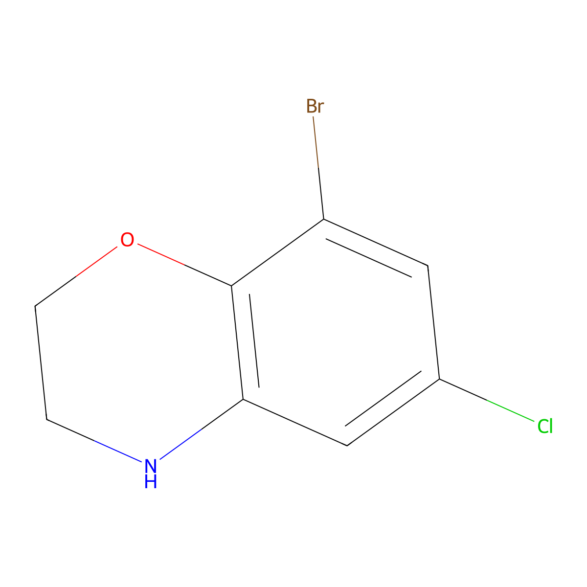8-Bromo-6-chloro-3,4-dihydro-2H-benzo[b][1,4]oxazine molecular structure, CAS 625394-67-4