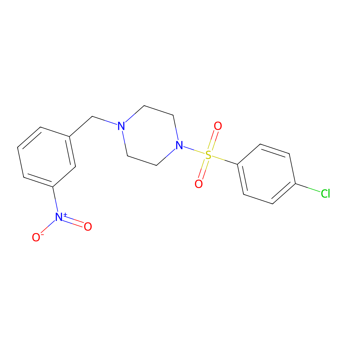 1-[(4-Chlorophenyl)sulfonyl]-4-(3-nitrobenzyl)piperazine molecular structure, CAS 625395-52-0