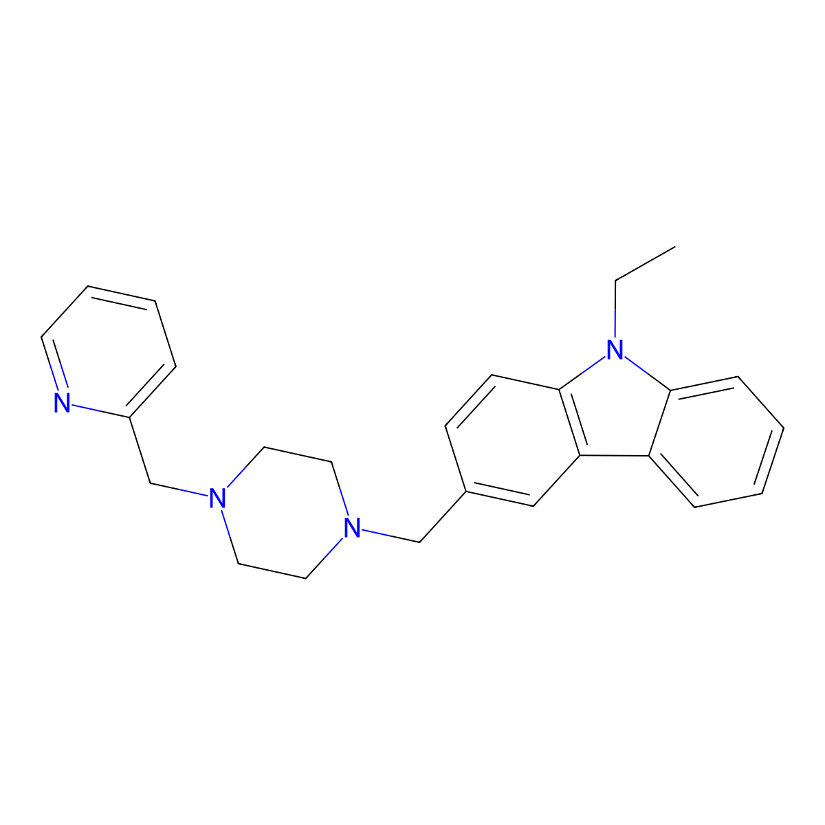 9-Ethyl-3-[[4-(pyridin-2-ylmethyl)piperazin-1-yl]methyl]carbazole molecular structure, CAS 625397-17-3