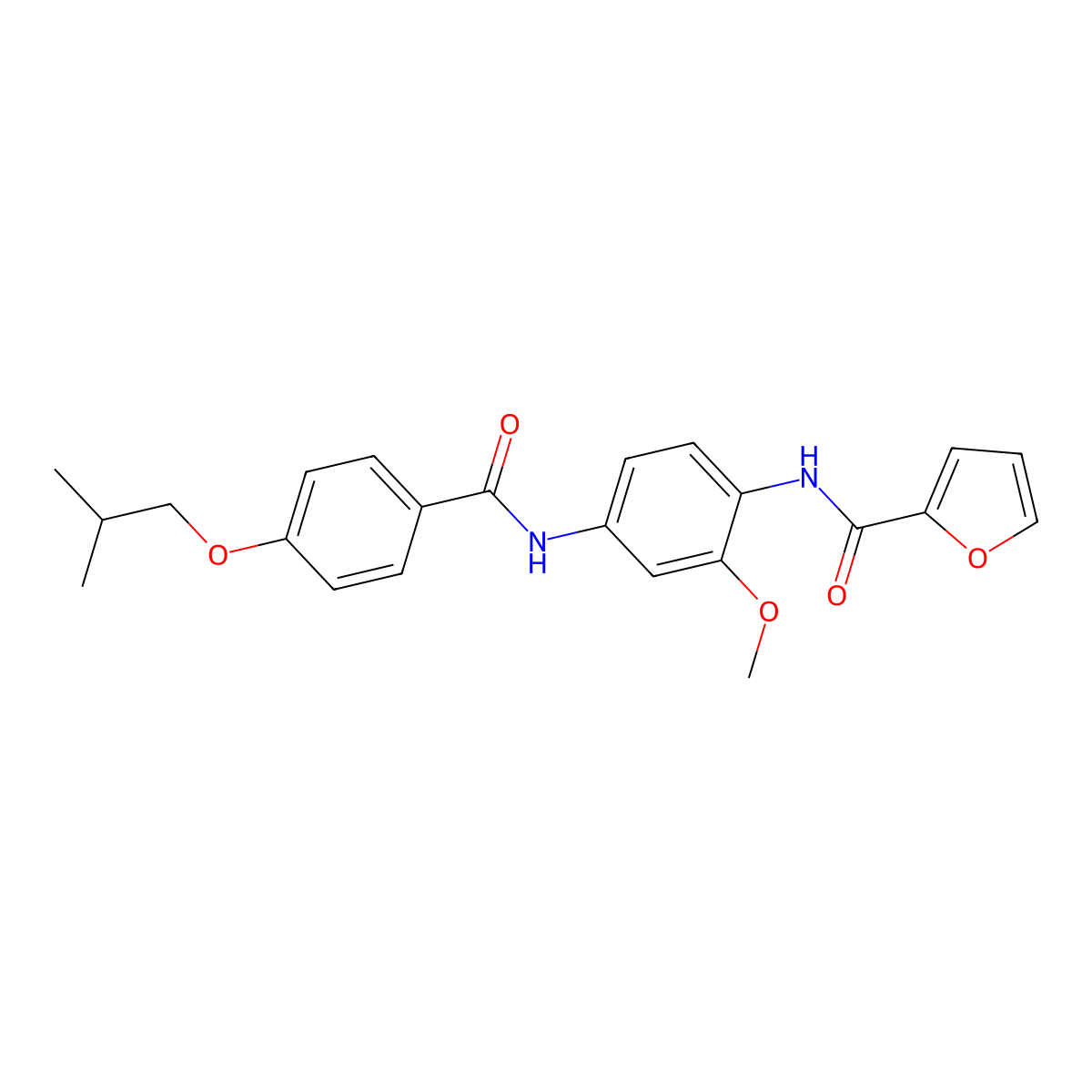 N-{4-[(4-isobutoxybenzoyl)amino]-2-methoxyphenyl}-2-furamide molecular structure, CAS 625397-86-6