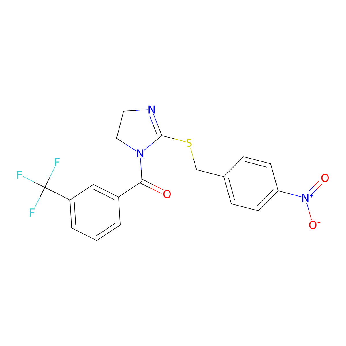 [2-[(4-Nitrophenyl)methylsulfanyl]-4,5-dihydroimidazol-1-yl]-[3-(trifluoromethyl)phenyl]methanone molecular structure, CAS 6254-66-6