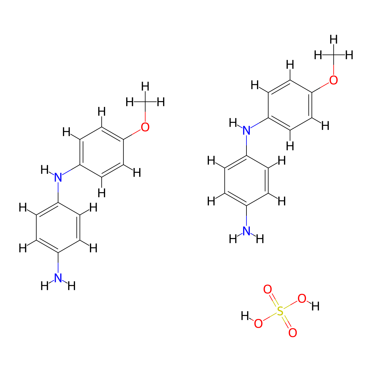 1,4-Benzenediamine, N-(4-methoxyphenyl)-, sulfate (2:1) molecular structure, CAS 6254-98-4