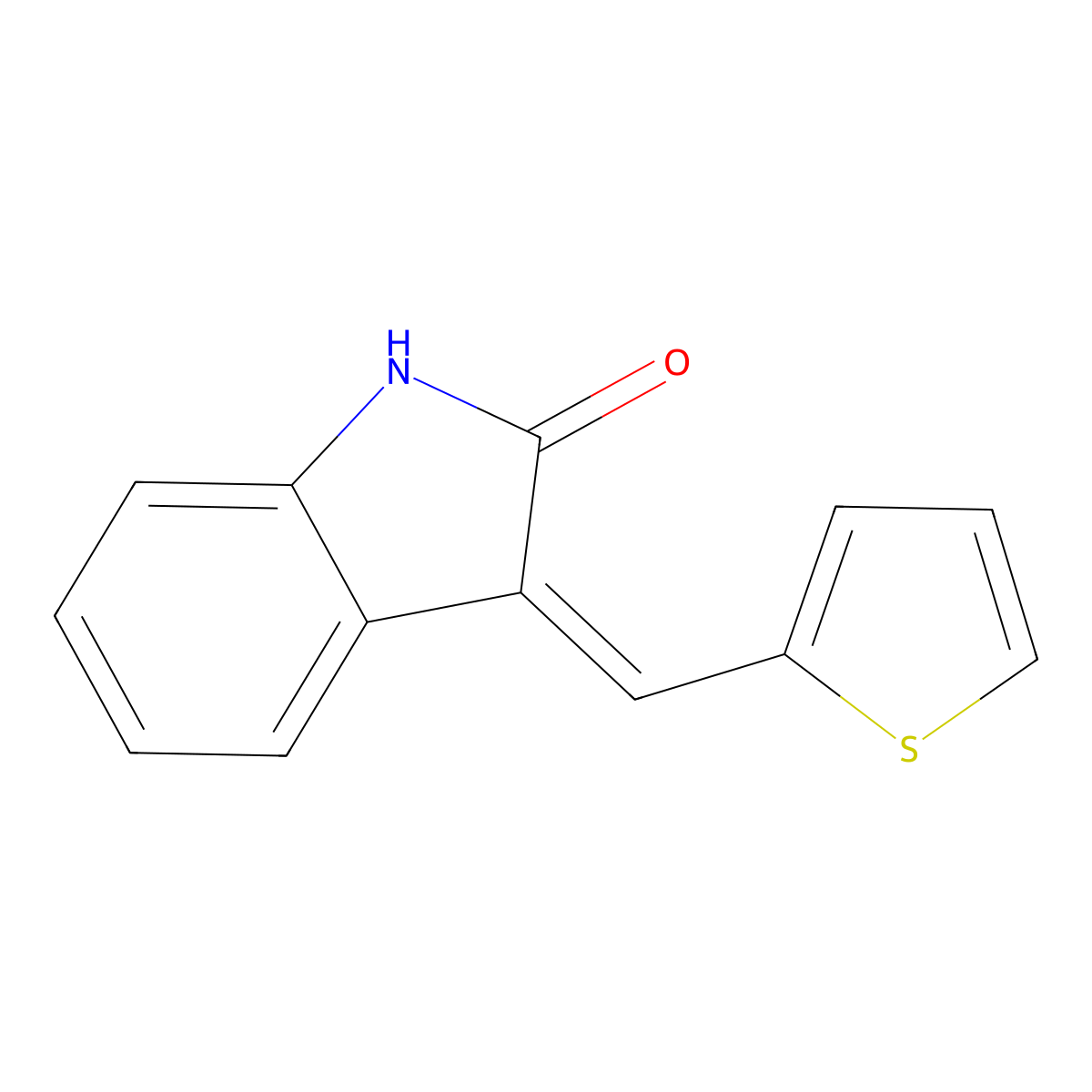 3-(Thiophen-2-ylmethylene)indolin-2-one molecular structure, CAS 62540-08-3