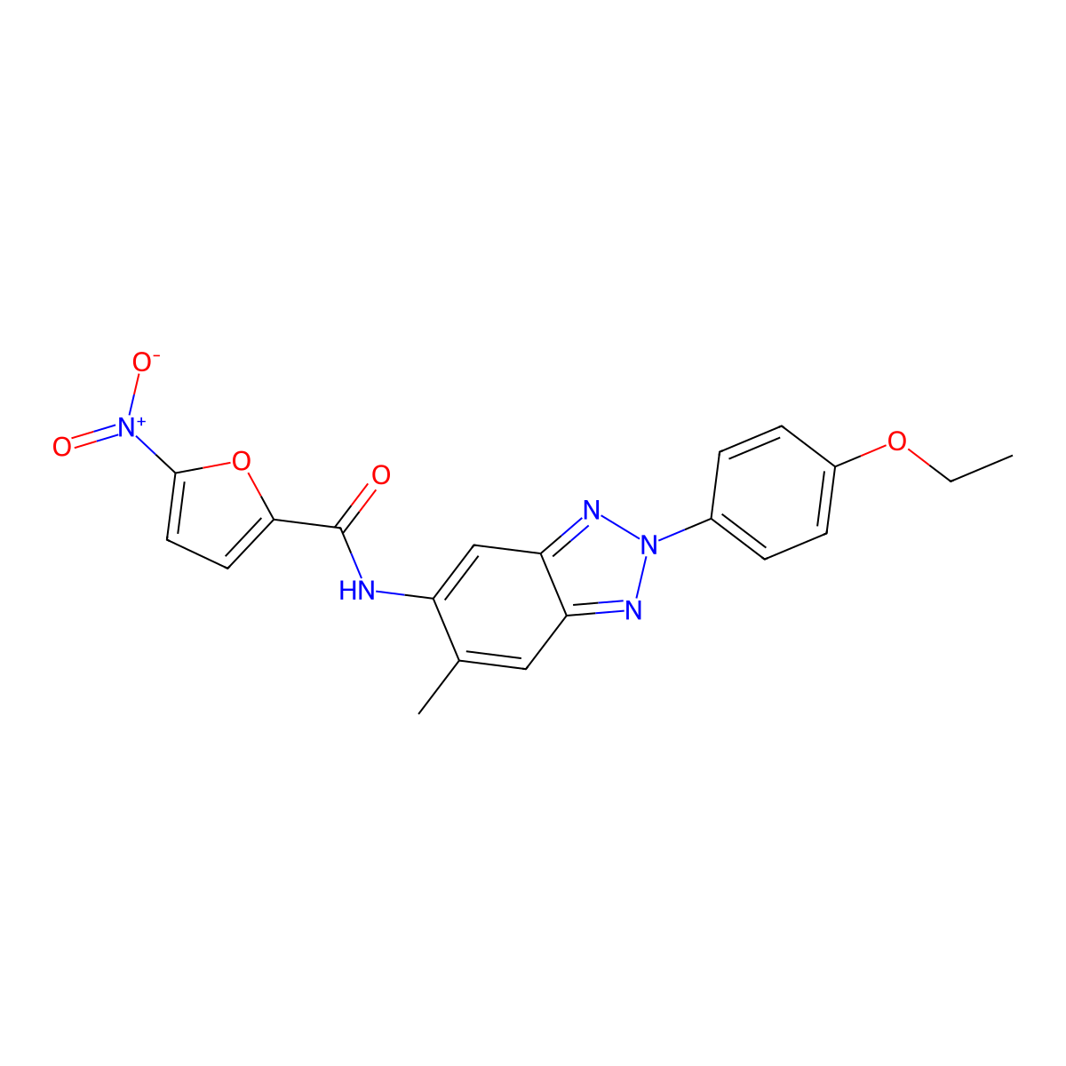 N-[2-(4-ethoxyphenyl)-6-methylbenzotriazol-5-yl]-5-nitrofuran-2-carboxamide molecular structure, CAS 625400-01-3