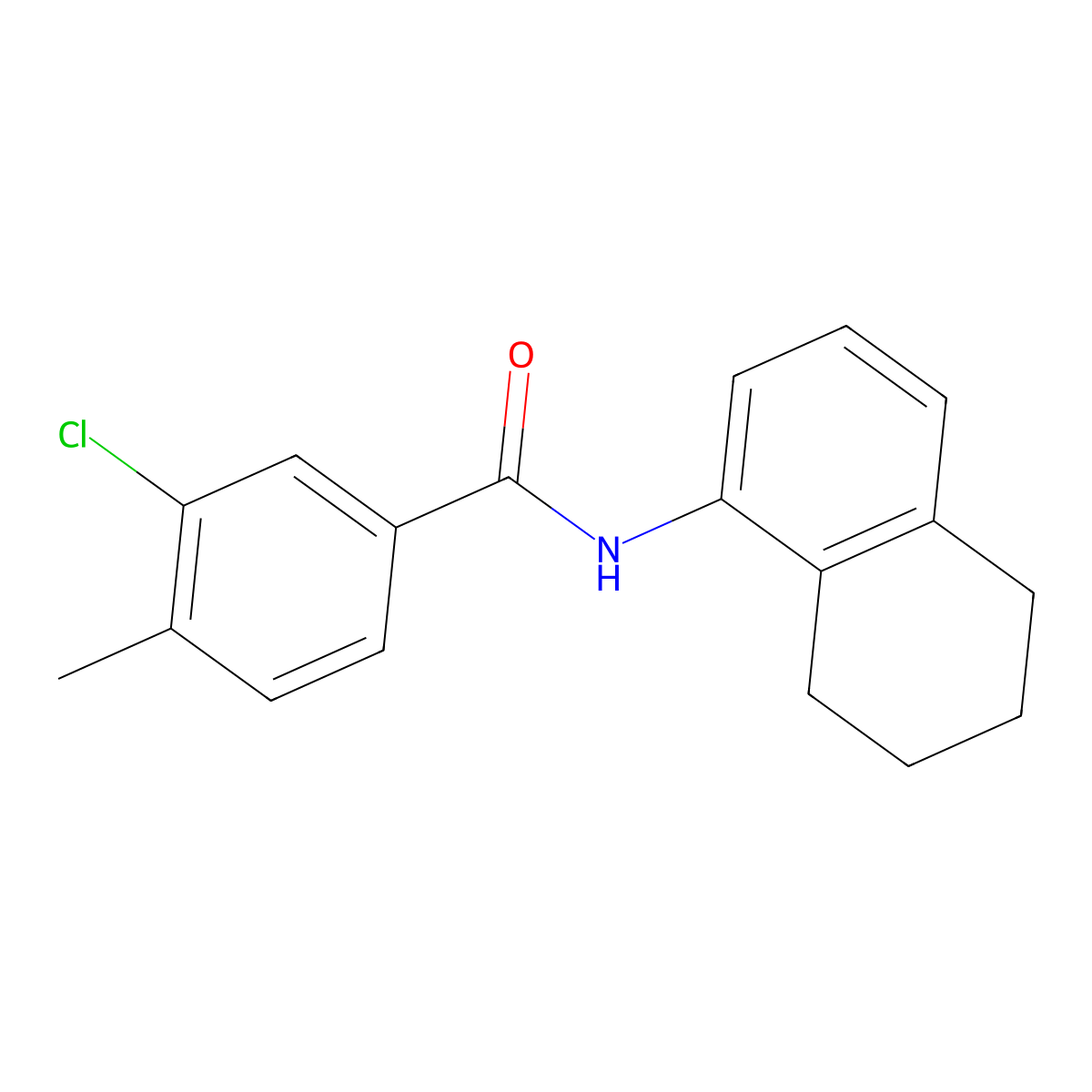 3-chloro-4-methyl-N-(5,6,7,8-tetrahydronaphthalen-1-yl)benzamide molecular structure, CAS 625400-47-7