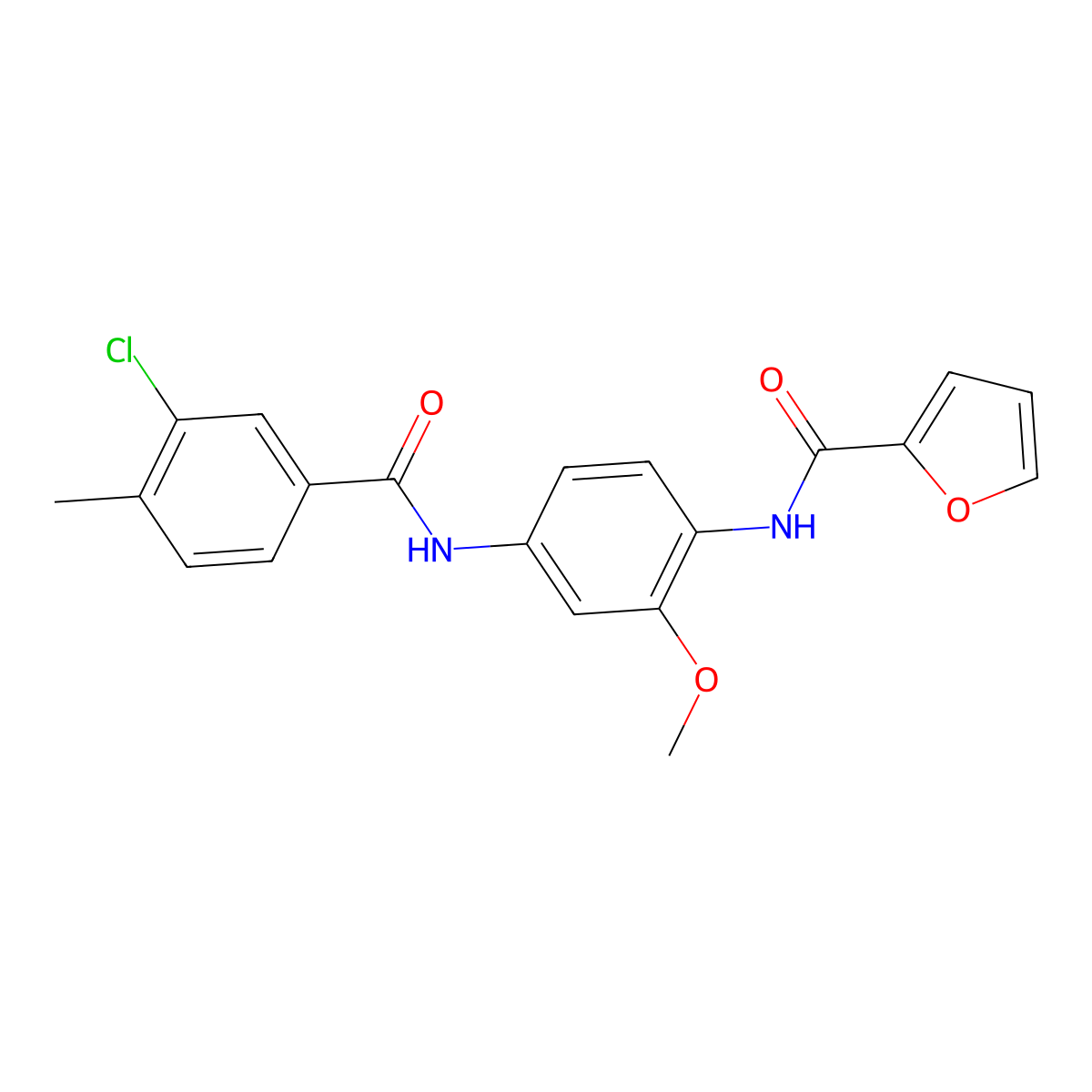 N-{4-[(3-chloro-4-methylbenzoyl)amino]-2-methoxyphenyl}-2-furamide molecular structure, CAS 625400-68-2