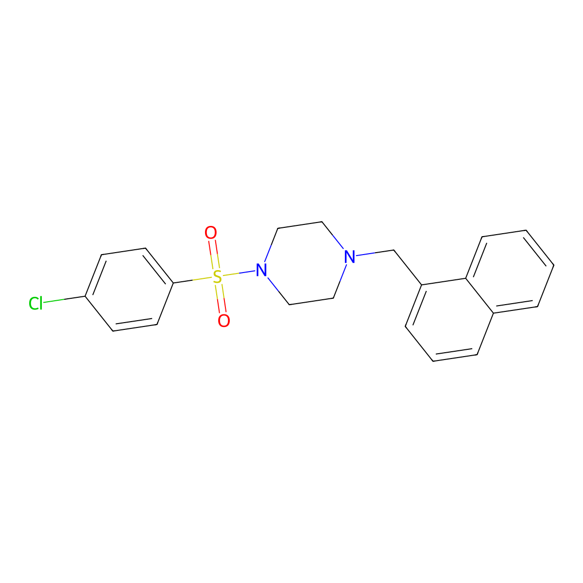 1-[(4-Chlorophenyl)sulfonyl]-4-(1-naphthylmethyl)piperazine molecular structure, CAS 625400-76-2