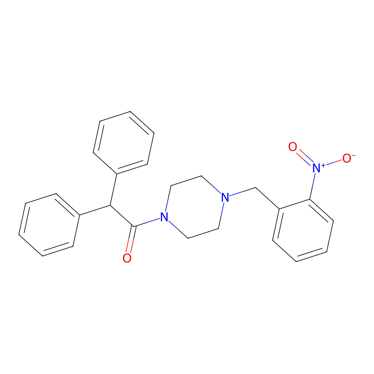 1-(Diphenylacetyl)-4-(2-nitrobenzyl)piperazine molecular structure, CAS 625402-94-0