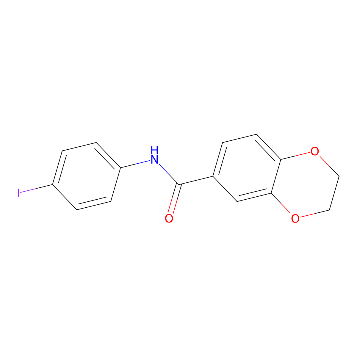 N-(4-iodophenyl)-2,3-dihydro-1,4-benzodioxine-6-carboxamide molecular structure, CAS 625404-77-5