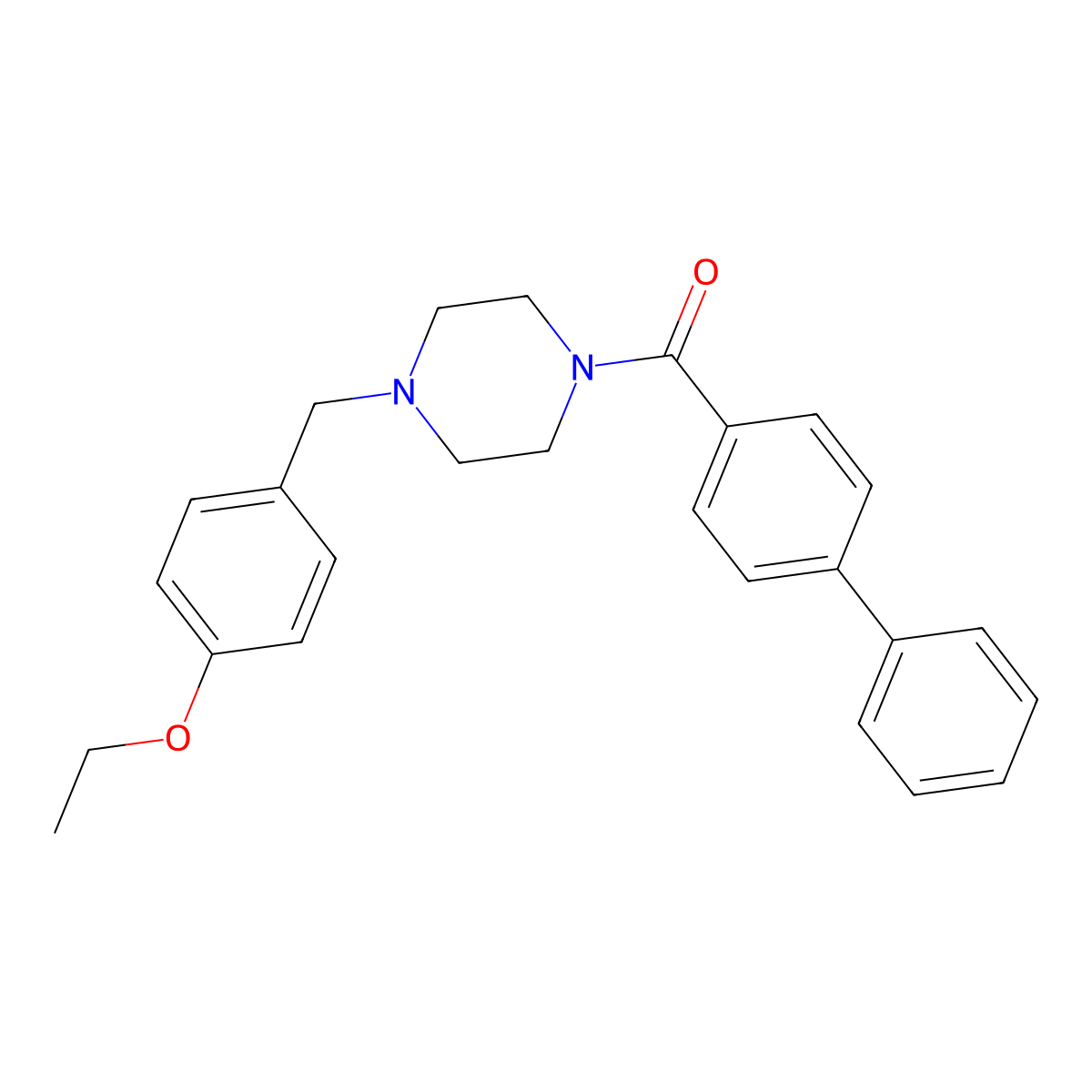 Biphenyl-4-yl[4-(4-ethoxybenzyl)piperazin-1-yl]methanone molecular structure, CAS 625404-80-0