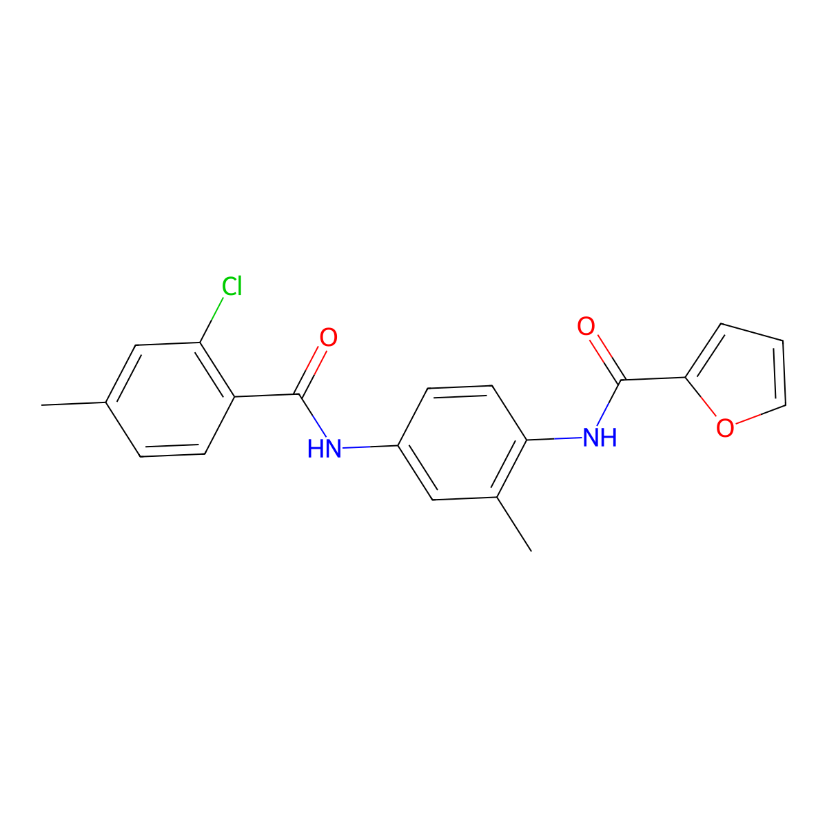 N-[4-[(2-chloro-4-methylbenzoyl)amino]-2-methylphenyl]furan-2-carboxamide molecular structure, CAS 625405-95-0