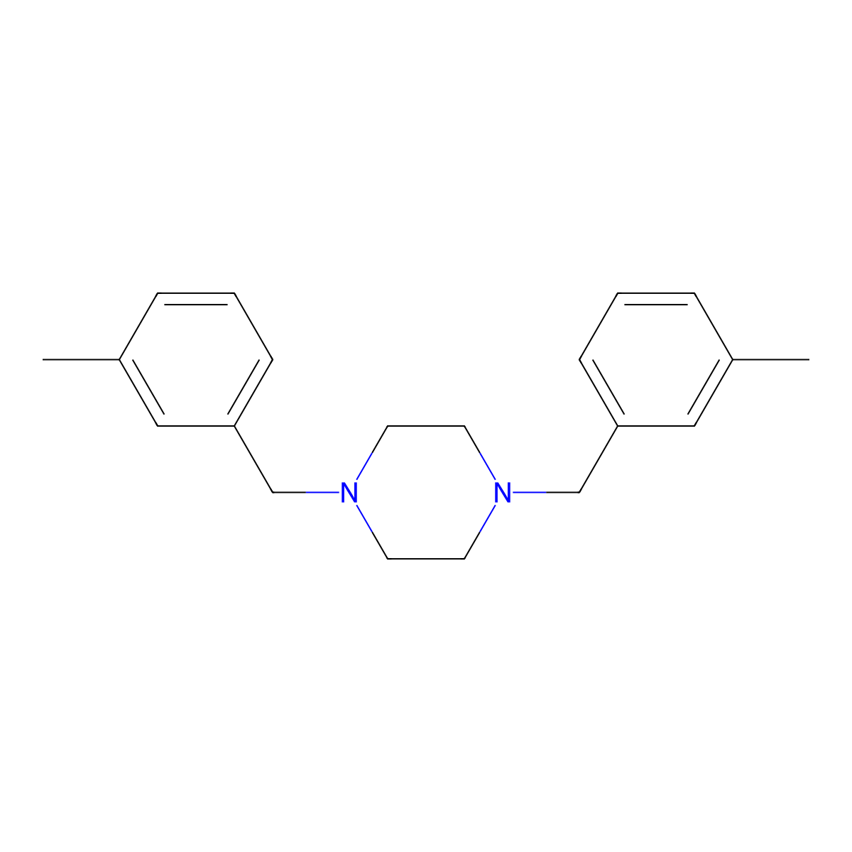 1,4-Bis(3-methylbenzyl) piperazine molecular structure, CAS 625406-13-5