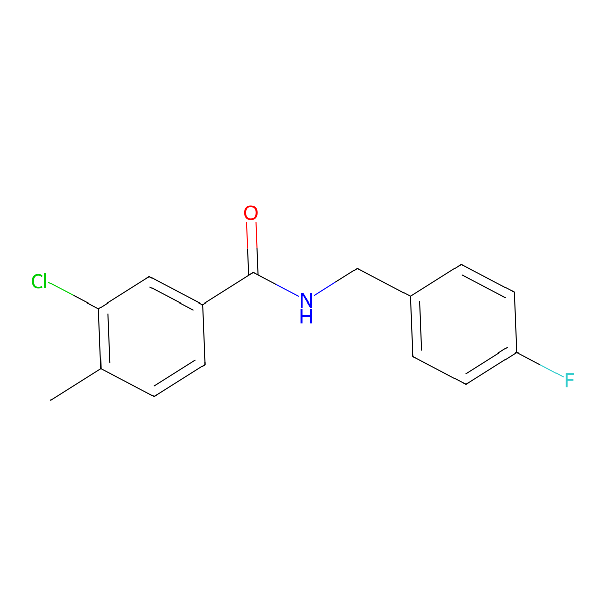 3-chloro-N-[(4-fluorophenyl)methyl]-4-methylbenzamide molecular structure, CAS 625406-57-7