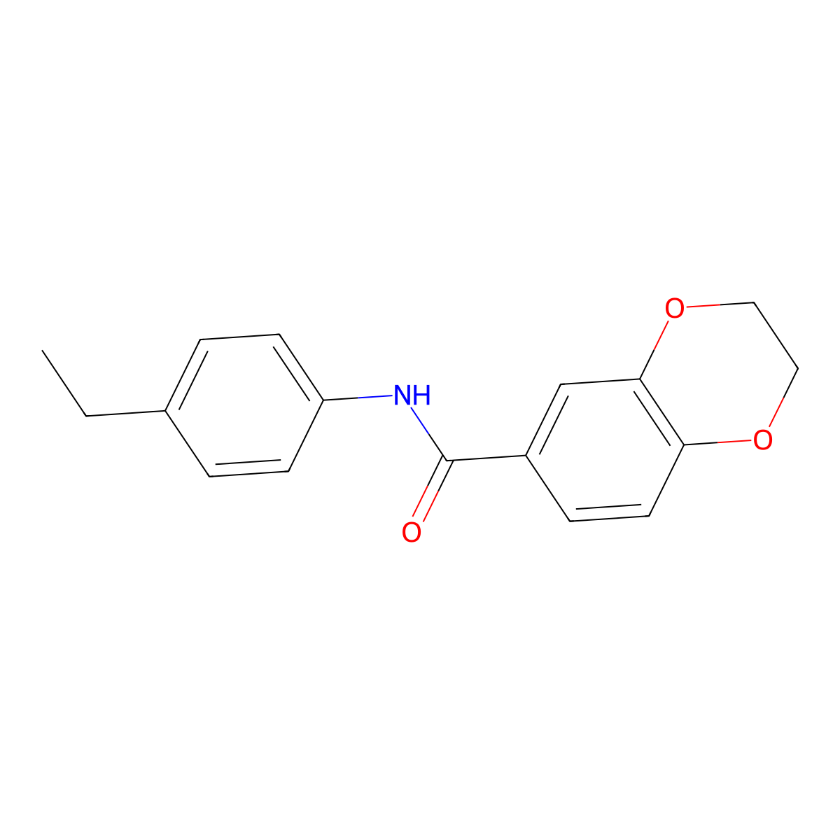 N-(4-ethylphenyl)-2,3-dihydro-1,4-benzodioxine-6-carboxamide molecular structure, CAS 625407-03-6