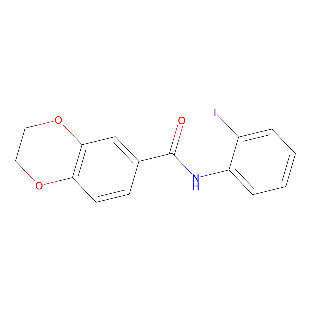 N-(2-iodophenyl)-2,3-dihydro-1,4-benzodioxine-6-carboxamide molecular structure, CAS 625408-58-4