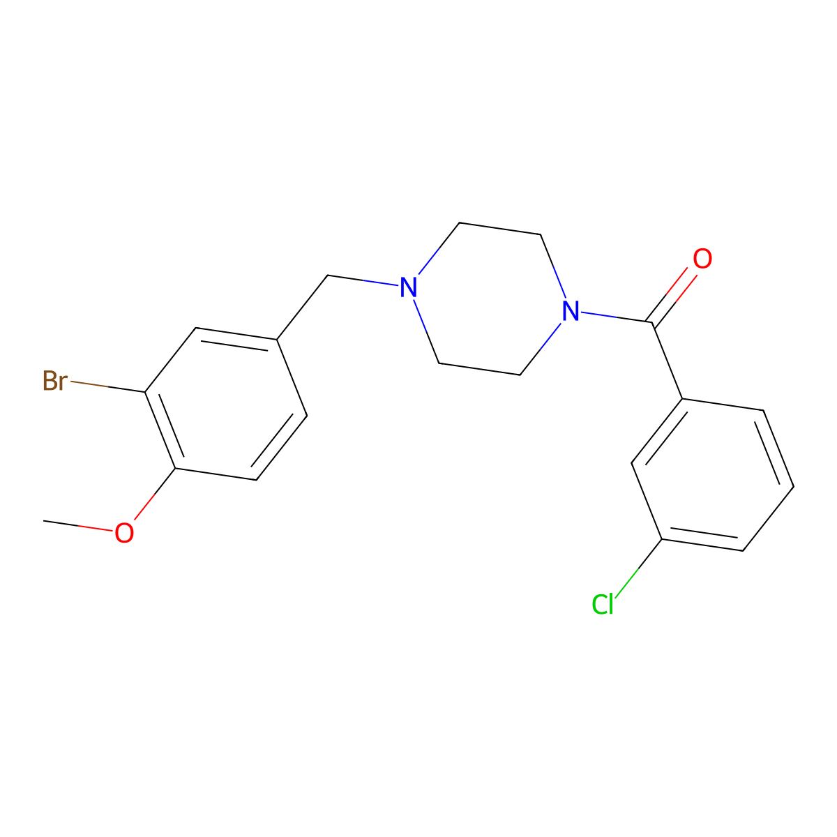 [4-[(3-Bromo-4-methoxyphenyl)methyl]piperazin-1-yl]-(3-chlorophenyl)methanone molecular structure, CAS 625408-76-6