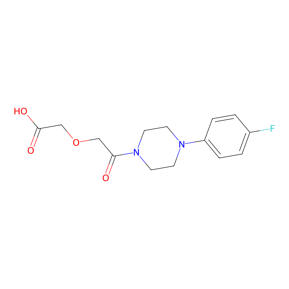 {2-[4-(4-Fluorophenyl)piperazin-1-yl]-2-oxoethoxy}acetic acid molecular structure, CAS 625408-93-7