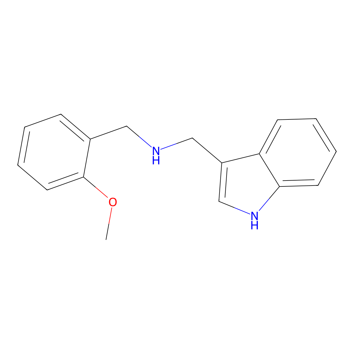 (1H-Indol-3-ylmethyl)-(2-methoxy-benzyl)-amine molecular structure, CAS 625409-25-8