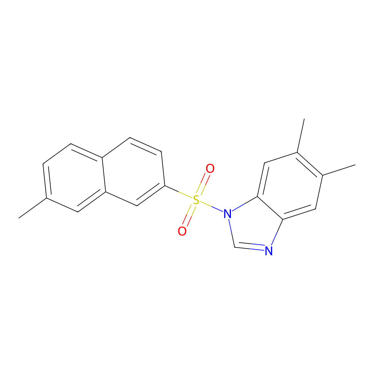 5,6-Dimethyl-1-(7-methylnaphthalen-2-yl)sulfonylbenzimidazole molecular structure, CAS 625409-41-8