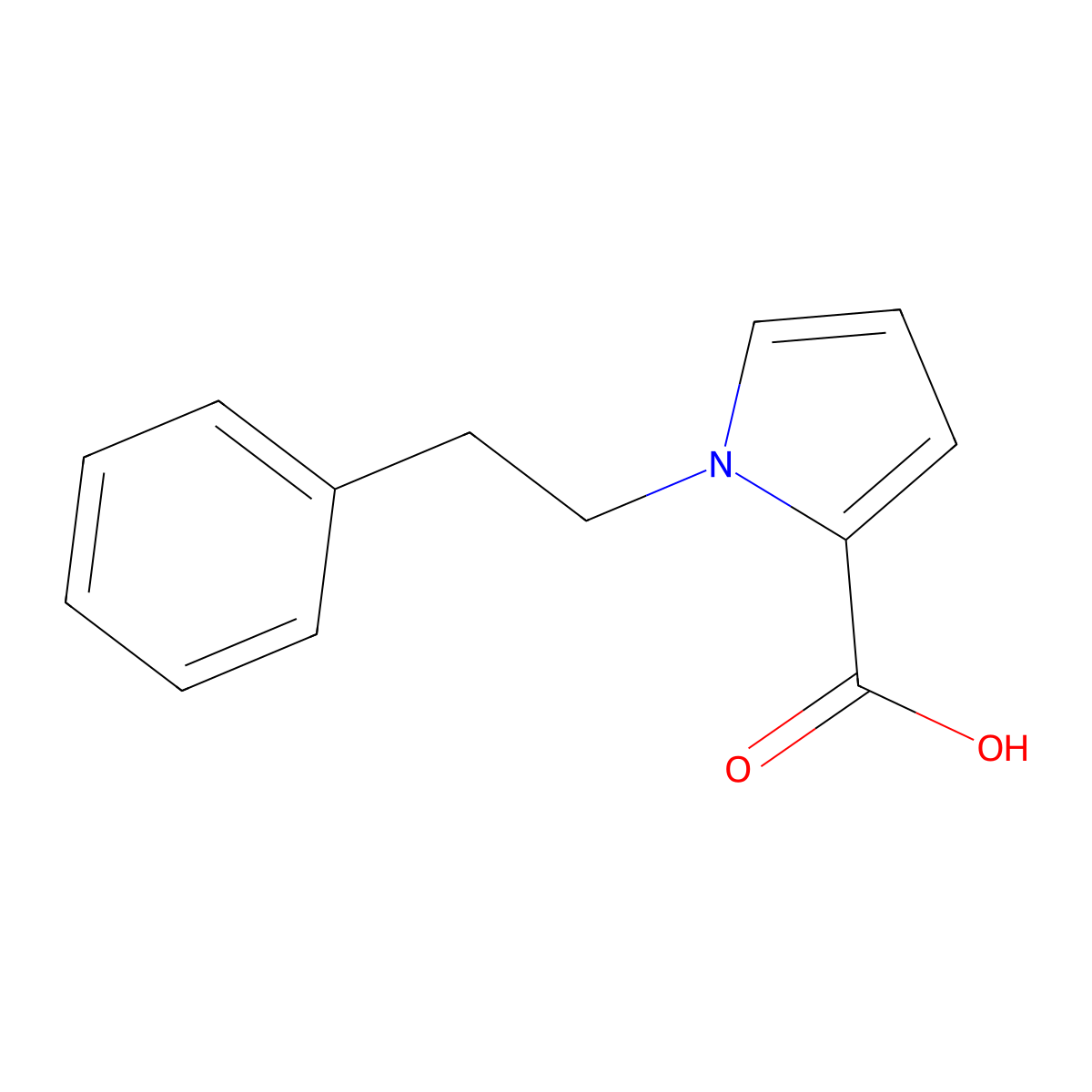 1-(2-phenylethyl)-1H-pyrrole-2-carboxylic acid molecular structure, CAS 62541-29-1