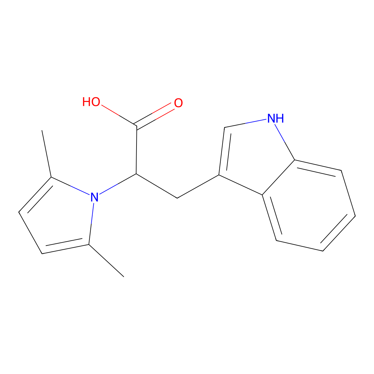 2-(2,5-Dimethyl-pyrrol-1-yl)-3-(1H-indol-3-yl)-propionic acid molecular structure, CAS 625410-16-4