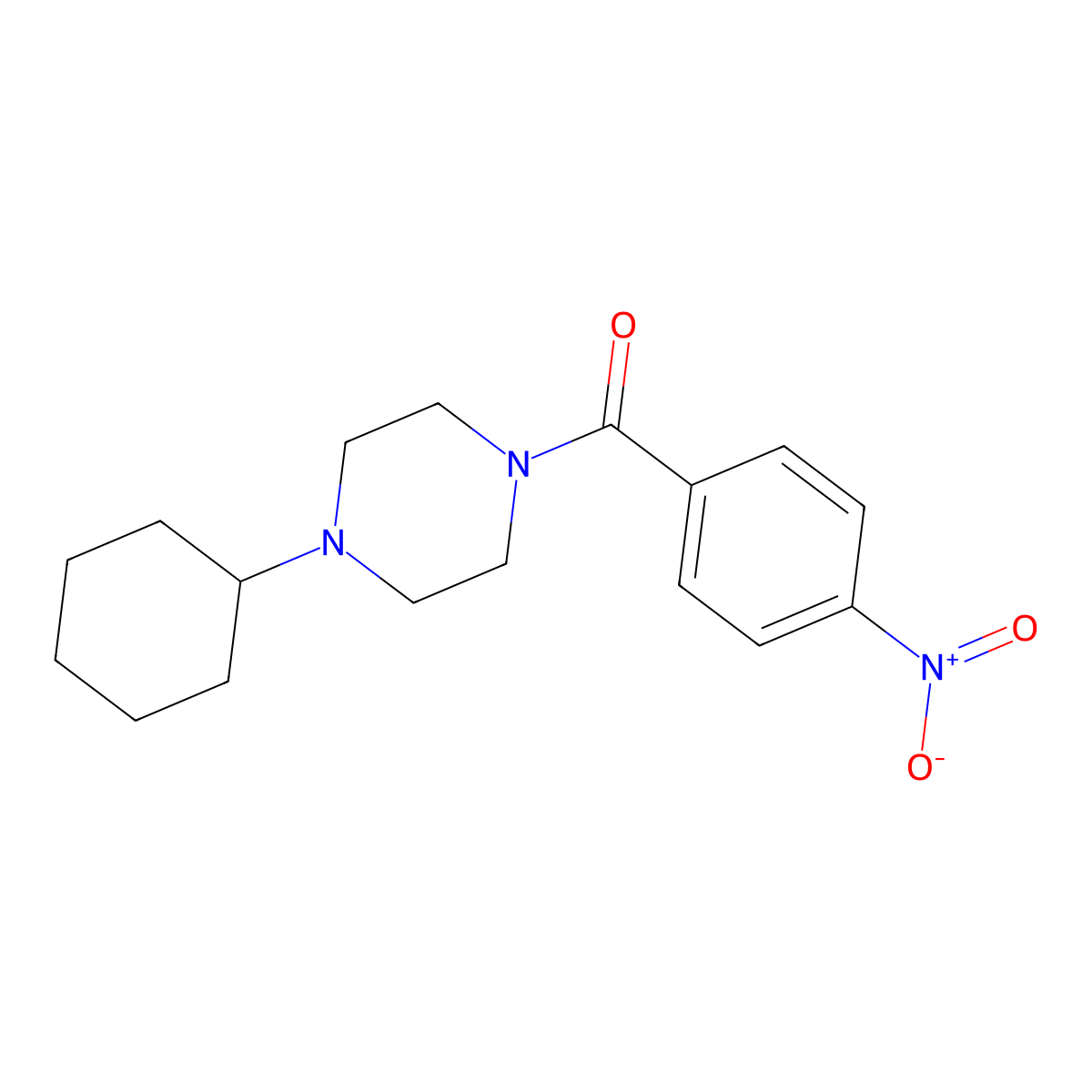 1-Cyclohexyl-4-(4-nitrobenzoyl)piperazine molecular structure, CAS 625411-48-5