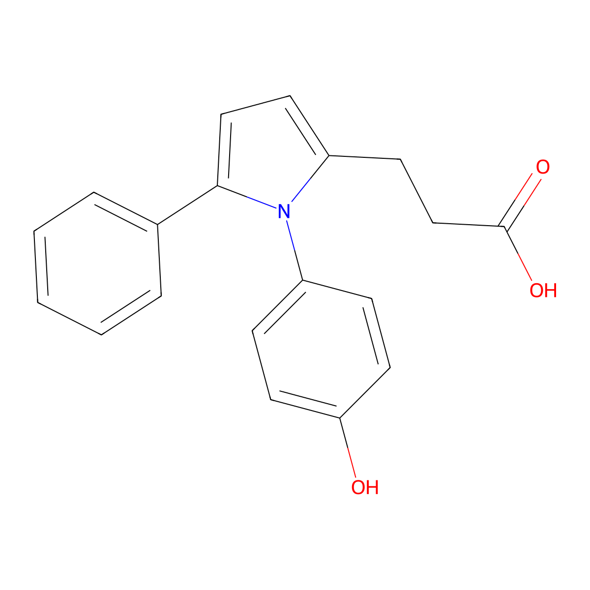3-(1-(4-Hydroxyphenyl)-5-phenyl-1H-pyrrol-2-yl)propanoic acid molecular structure, CAS 625412-88-6