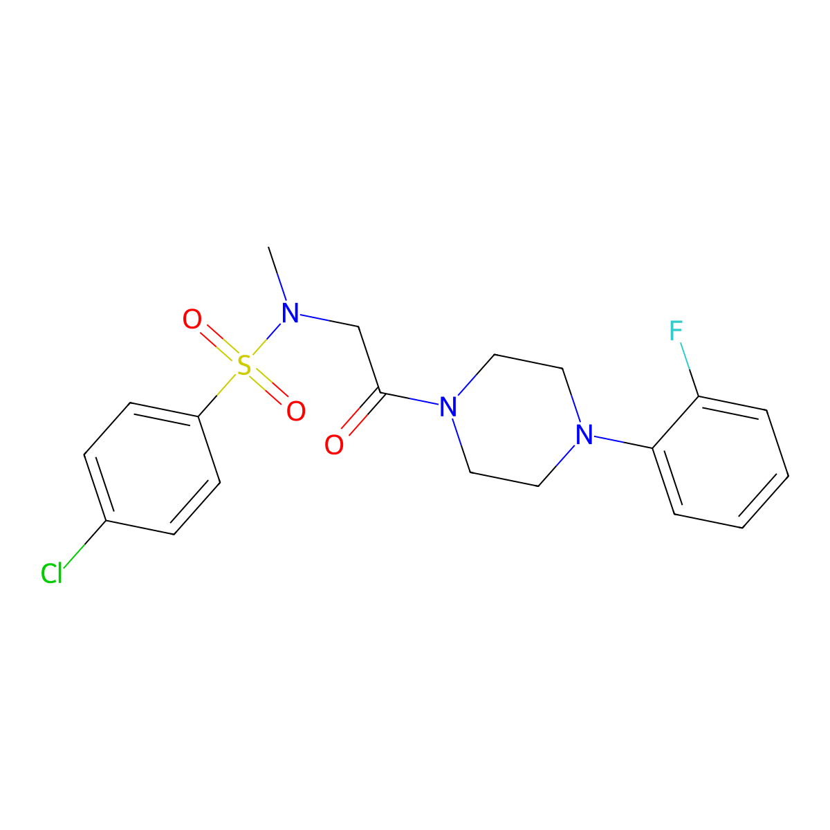 4-chloro-N-[2-[4-(2-fluorophenyl)piperazin-1-yl]-2-oxoethyl]-N-methylbenzenesulfonamide molecular structure, CAS 625413-28-7