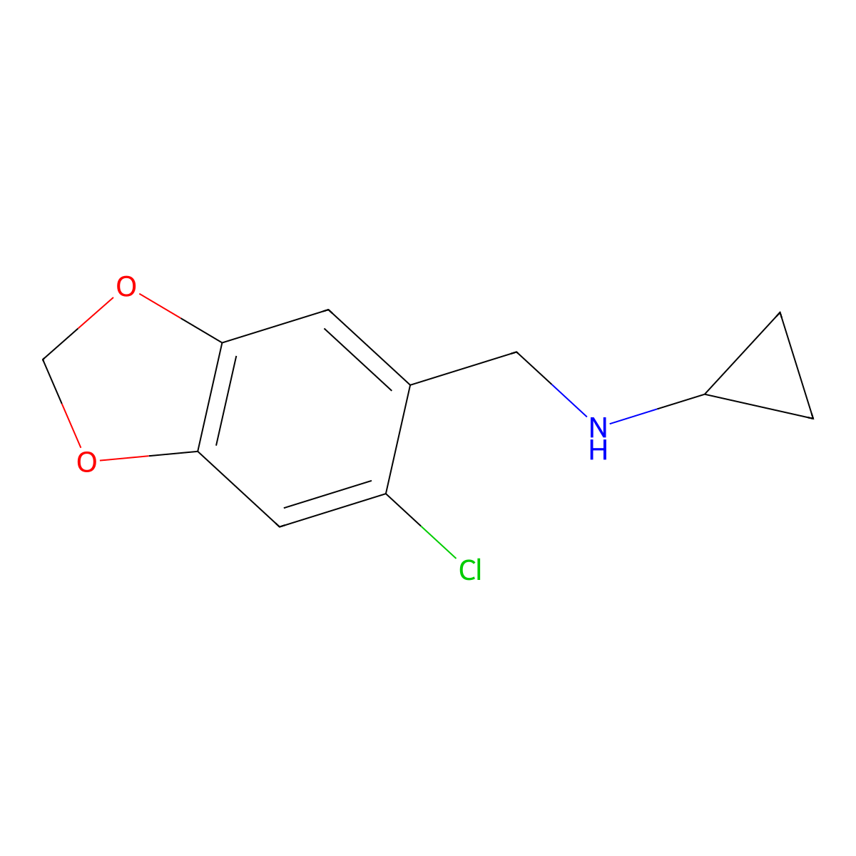 (6-Chlorobenzo[1,3]dioxol-5-ylmethyl)cyclopropylamine molecular structure, CAS 625437-34-5