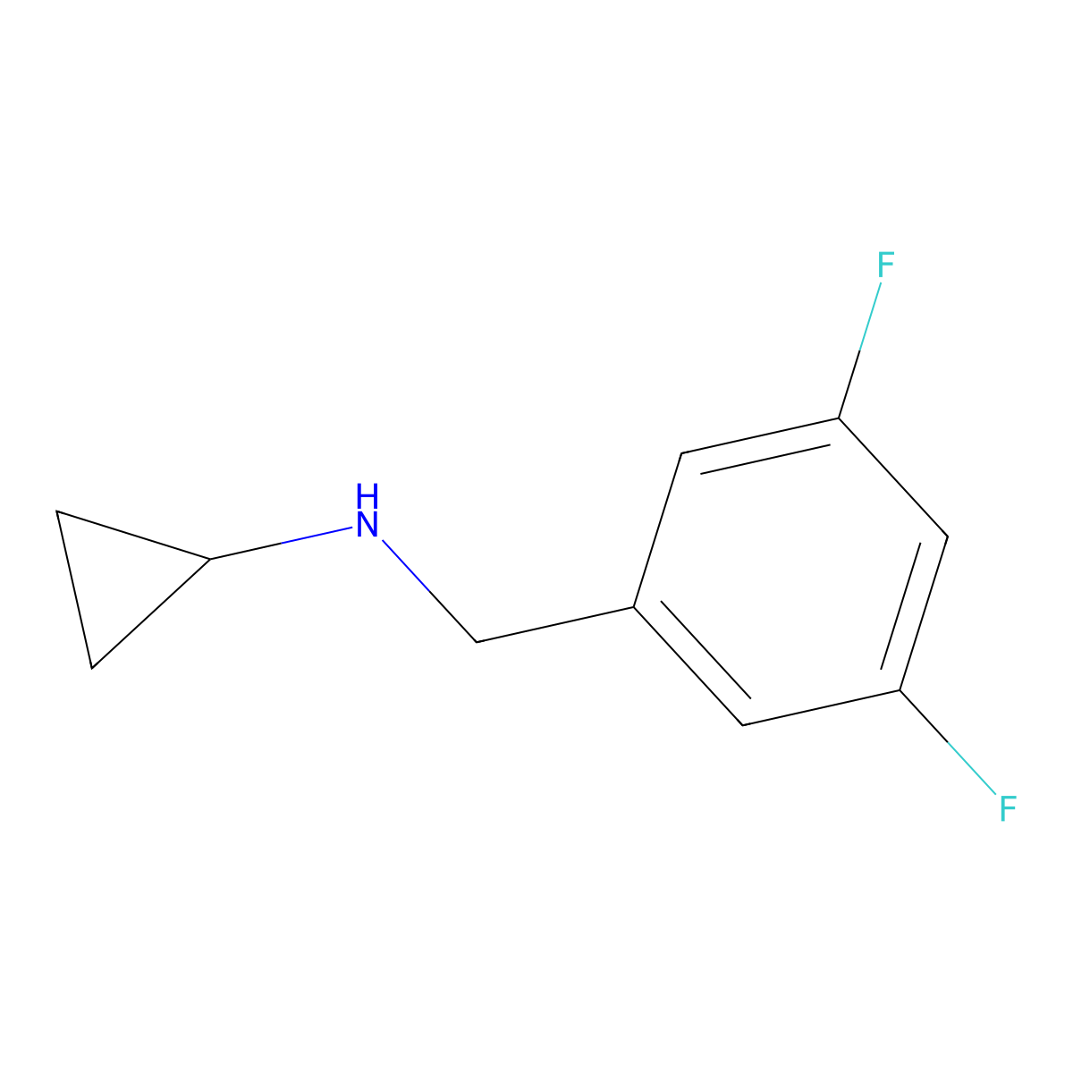 N-(3,5-difluorobenzyl)cyclopropanamine molecular structure, CAS 625437-40-3