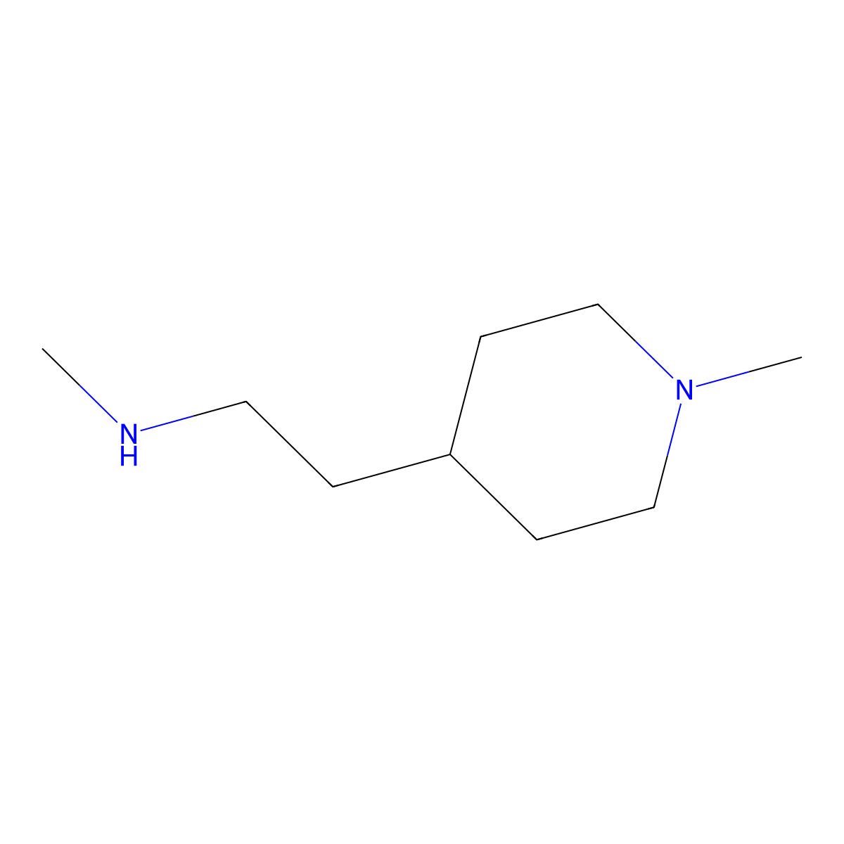 N-Methyl-2-(1-methylpiperidin-4-yl)ethanamine molecular structure, CAS 625438-09-7