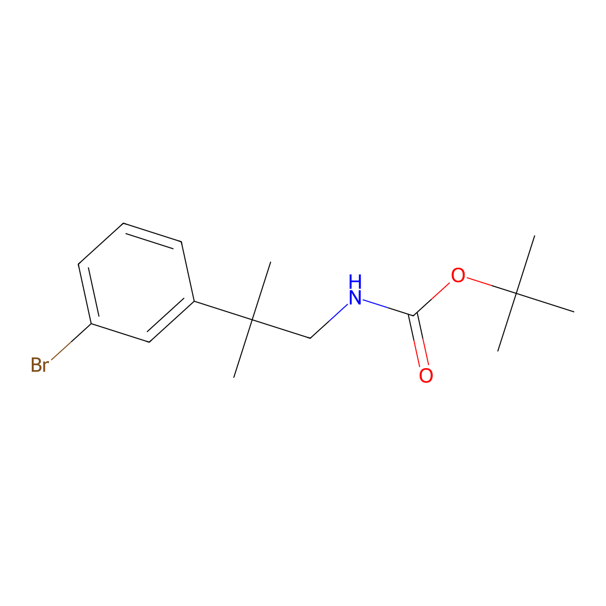 tert-butyl N-[2-(3-bromophenyl)-2-methylpropyl]carbamate molecular structure, CAS 625445-43-4