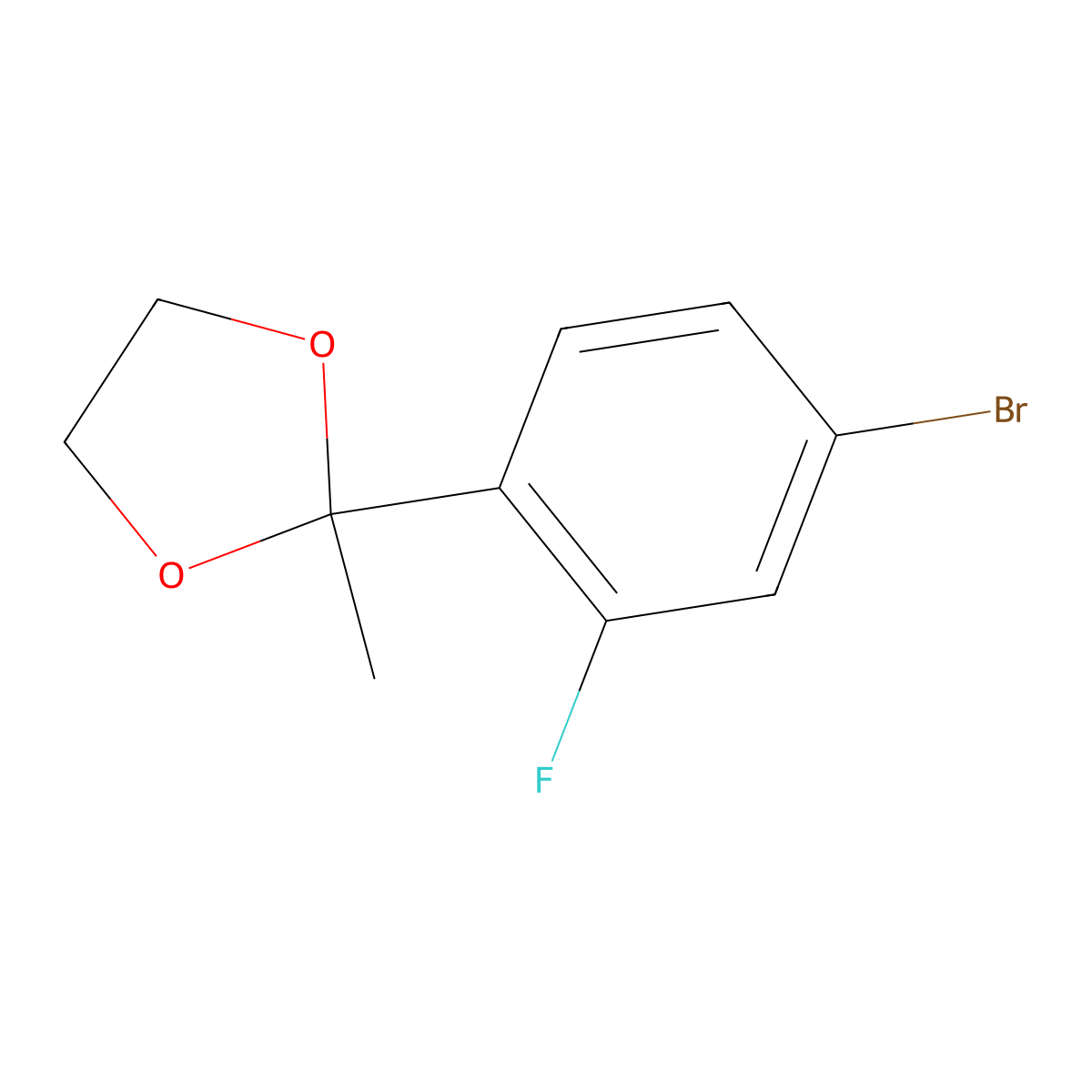 2-(4-Bromo-2-fluorophenyl)-2-methyl-1,3-dioxolane molecular structure, CAS 625446-23-3