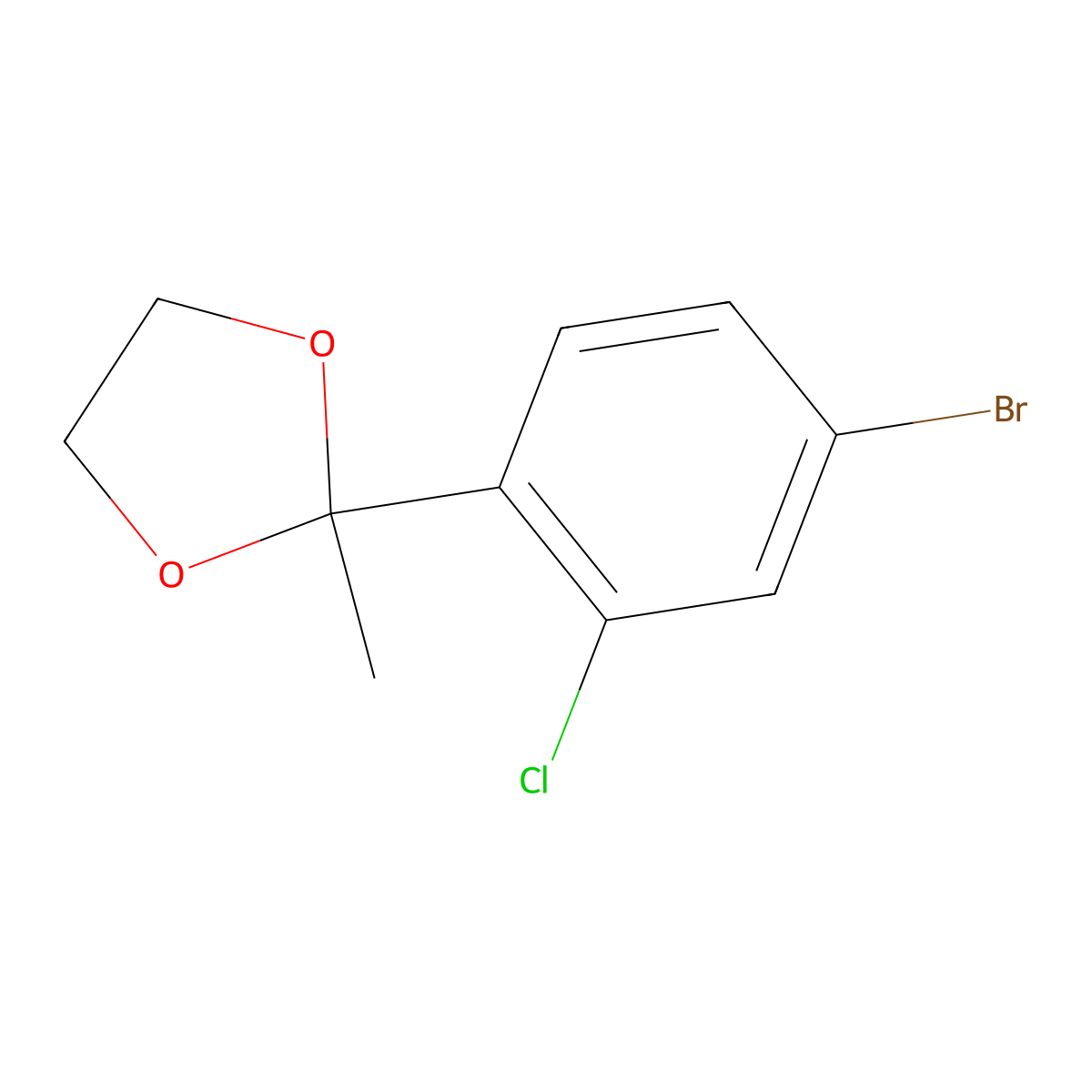 2-(4-Bromo-2-chlorophenyl)-2-methyl-1,3-dioxolane molecular structure, CAS 625446-27-7