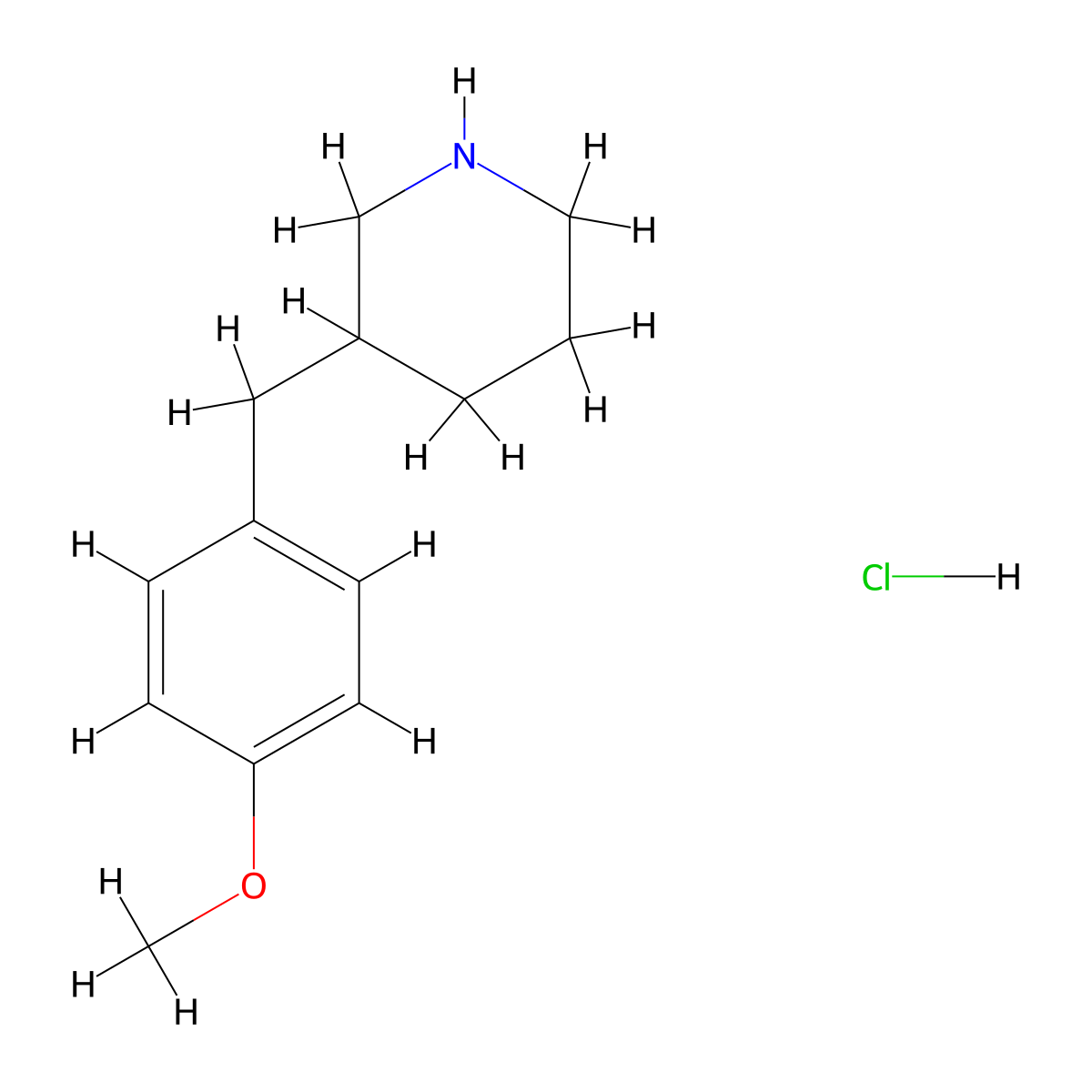 3-(4-Methoxybenzyl)piperidine hydrochloride molecular structure, CAS 625454-21-9
