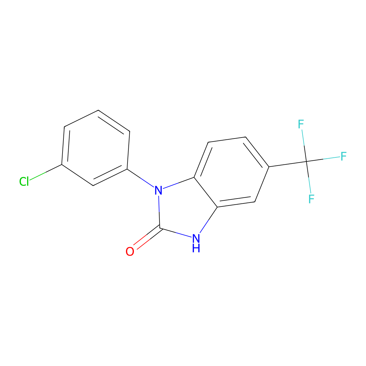 1-(3-chlorophenyl)-5-(trifluoromethyl)-2,3-dihydro-1H-1,3-benzodiazol-2-one molecular structure, CAS 625458-06-2